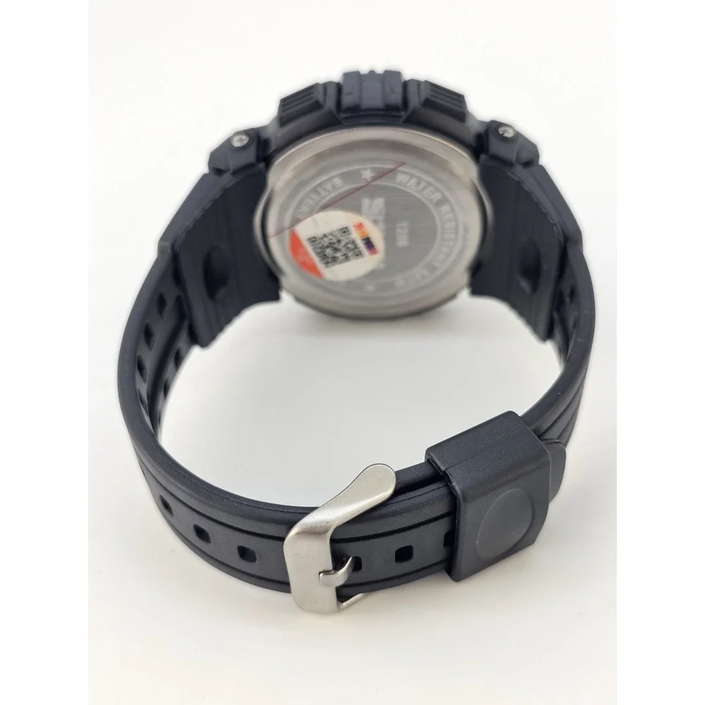 Men's Sports Digital Watch 50MM Black Plastic‎ Bands Working Light Alarm